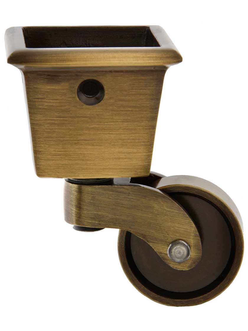 Large Square-Cup Caster with 1 1/4" Brass Wheel